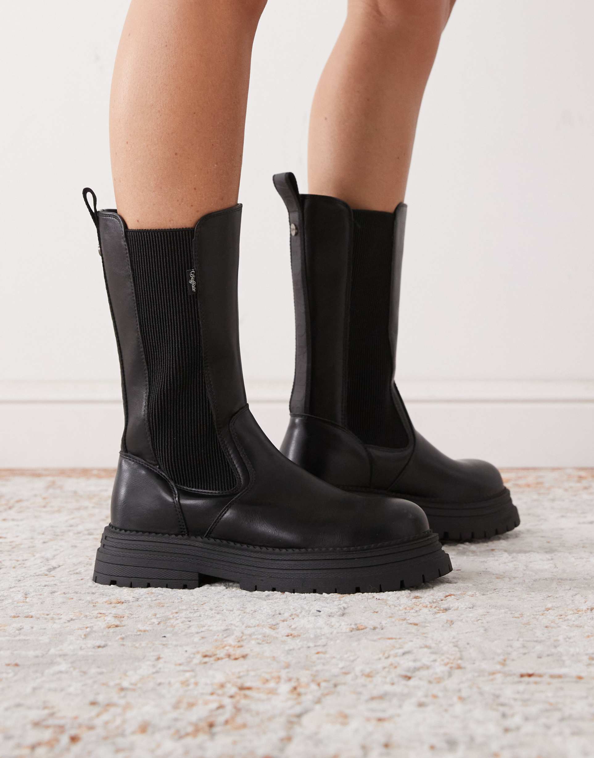 buffalo lennox chelsea high boots in black