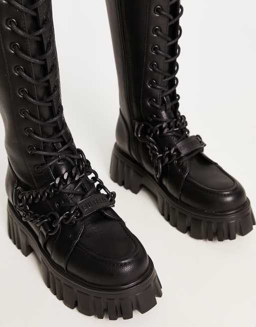 Buffalo - Lion - Bottes montantes à semelle chunky avec chaîne - Noir, 3 de 4