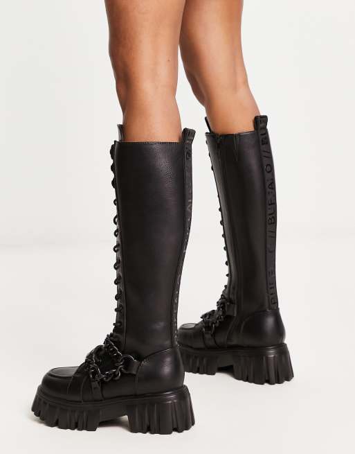 Buffalo Lion Stivali al ginocchio con suola spessa e catena