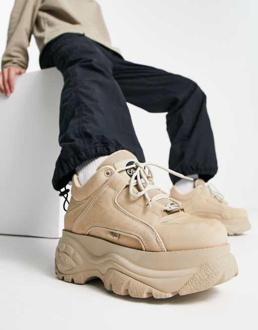 Buffalo London classic chunky sole sneakers in beige ASOS