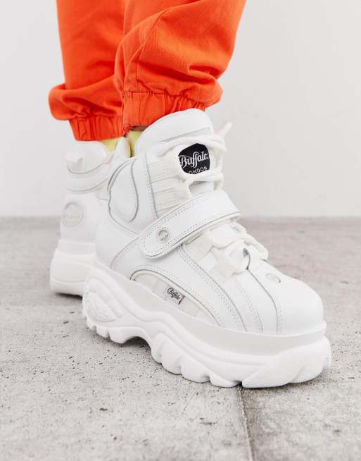 Buffalo London Classic Hightop Platform Sneakers in White | ASOS