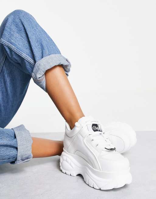Buffalo - London Classic - Hvide sneakers med lave kanter i læder, 4 af 4