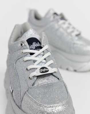 calvin klein silver glitter trainers