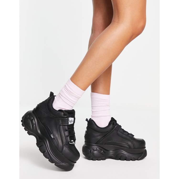 Buffalo London leather low top in black ASOS