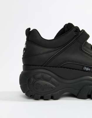 black chunky platform trainers