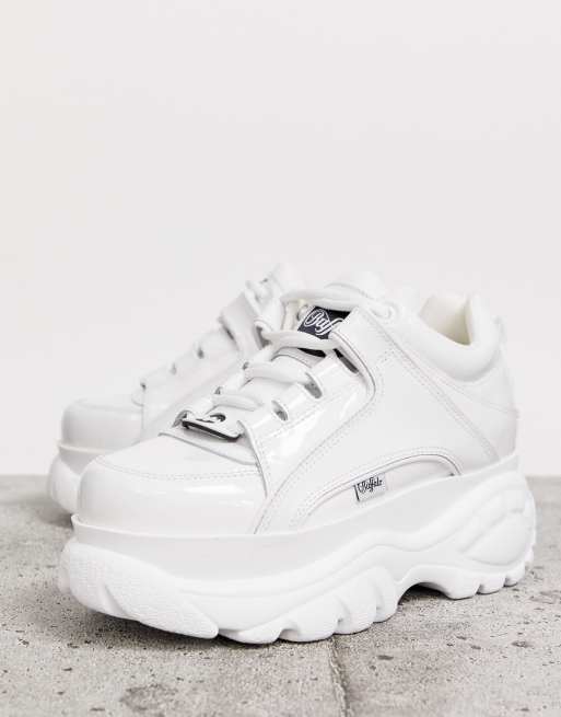 Buffalo London classic lowtop in white patent | ASOS