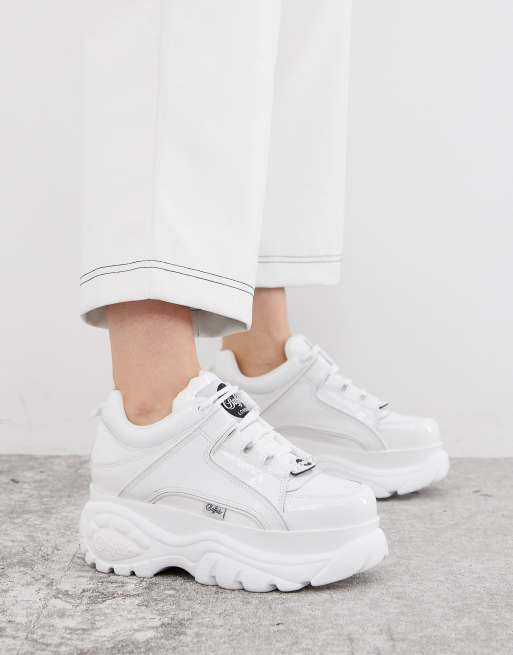 Buffalo London classic lowtop in white patent | ASOS