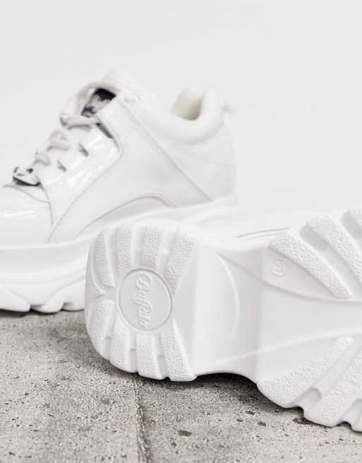 Buffalo London classic lowtop sneakers in white patent ASOS