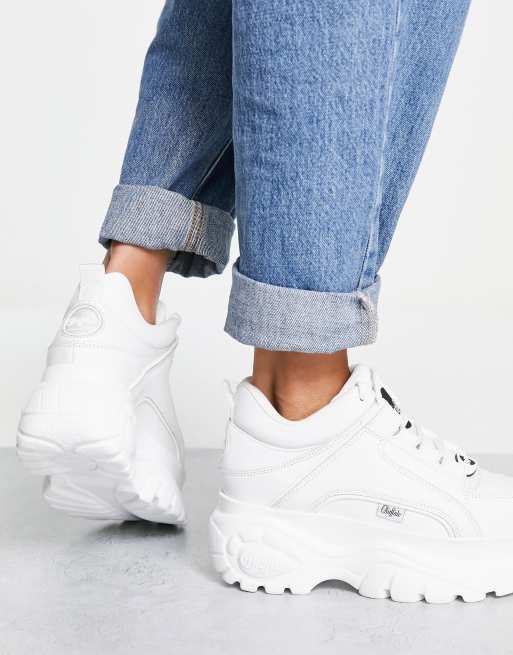 Buffalo white 60 store leather platform sneakers