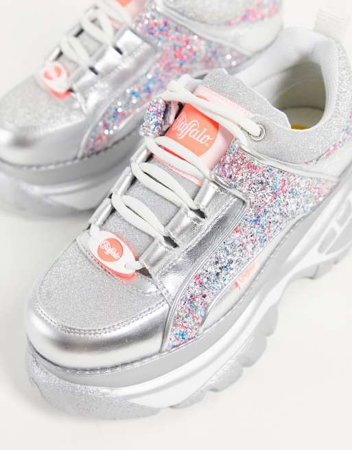 Buffalo - London Classic - Sølvfarvede og chunky sneakers med pink glimmer, 3 af 4