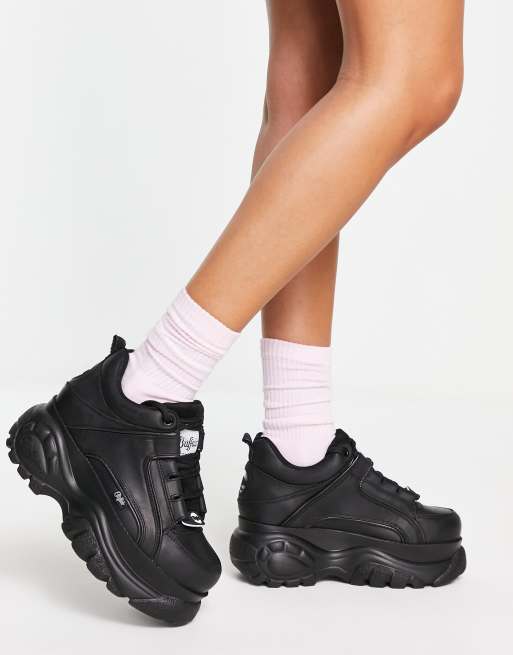 – niskie buty sportowe z czarnej skóry | ASOS