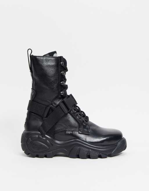 heeled leather utility boots