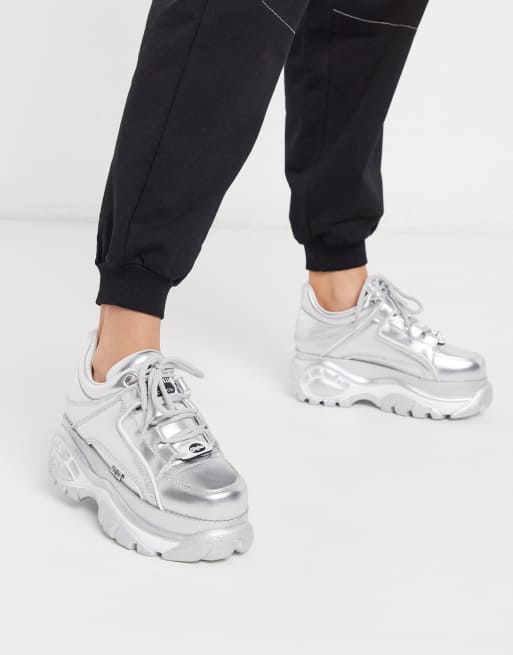 Buffalo London – Srebrne metaliczne buty sportowe, 2 z 4