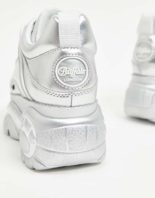 Buffalo London – Srebrne metaliczne buty sportowe, 4 z 4
