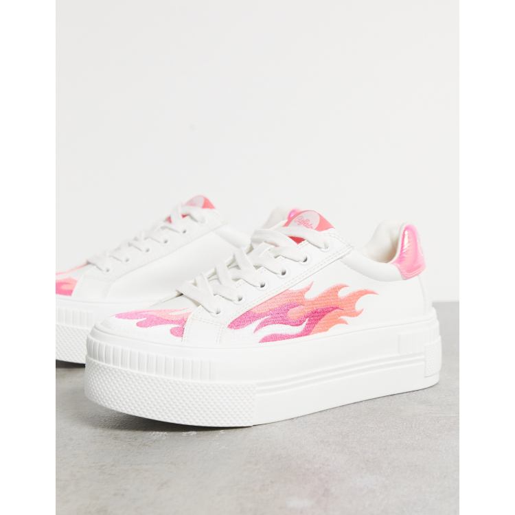 Buffalo Paired Flames Baskets vegan à plateforme Blanc et