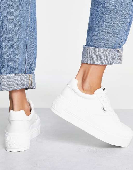 White canvas shop platform sneakers