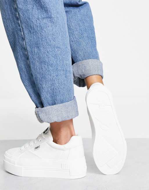 Platform white cheap canvas sneakers