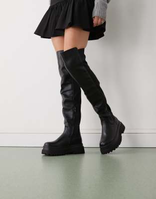 Buffalo Pluto Over-the-knee Boots In Black