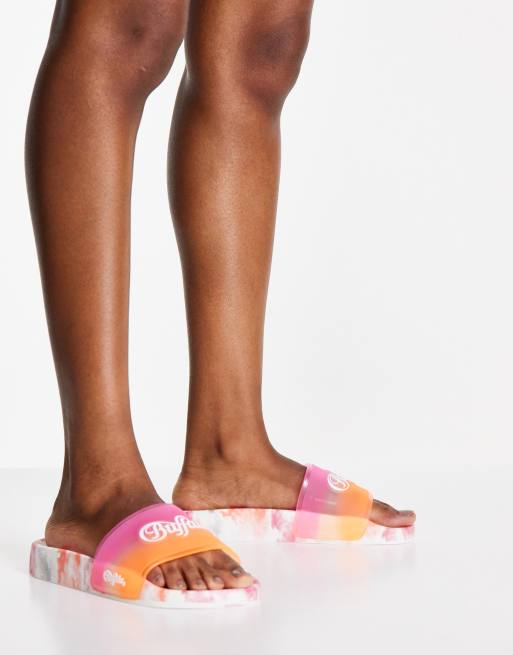 Buffalo - Resi - Veganvriendelijke slippers met logo in blauwe en paarse tie-dye  