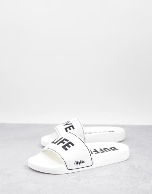 Buffalo - Riley - Sliders vegan-friendly bianche con scritta 