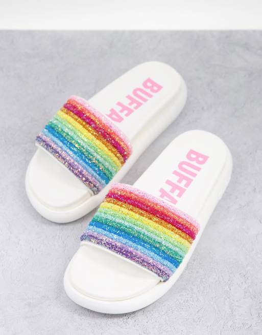 Buffalo - Roma - Veganistisch vriendelijke slippers in regenboogkleuren  