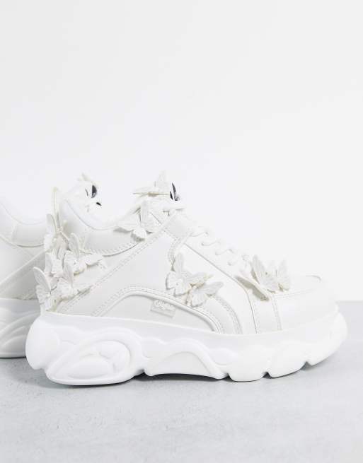 Buffalo ‑ Romantic Corin ‑ Sneaker aus veganem Material in Weiß mit dicker Sohle  