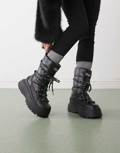 Buffalo snow puffer boot in black - view 1