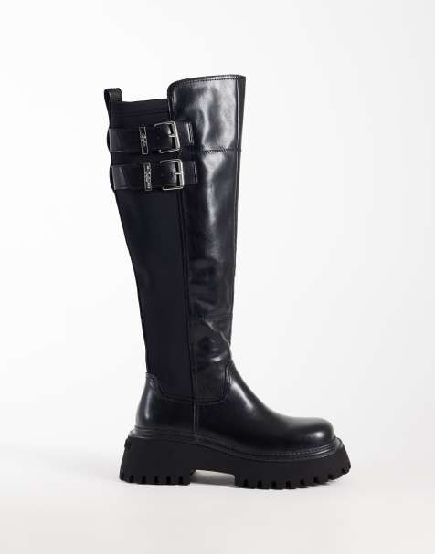 Buffalo Stacy high biker boots in black - view 1