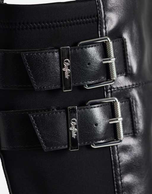 Buffalo Stacy high biker boots in black, 3 of 4