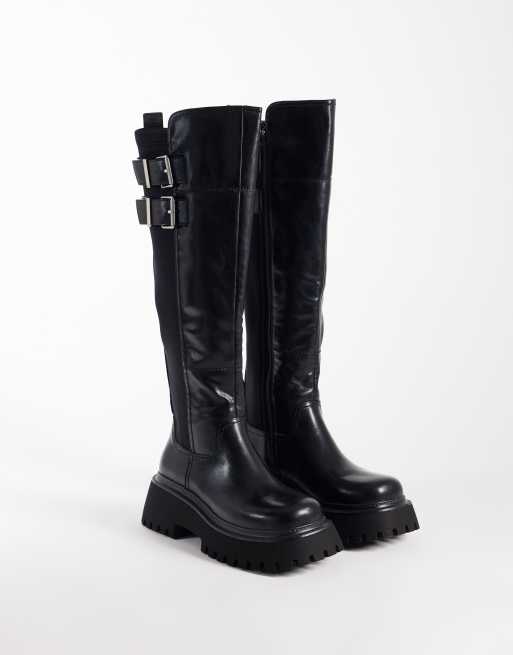 Buffalo Stacy high moto boots in black, 4 of 4