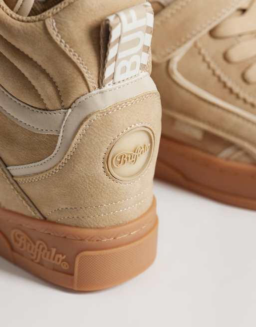 Buffalo Stella high-top wedge trainers in cream, 2 of 5