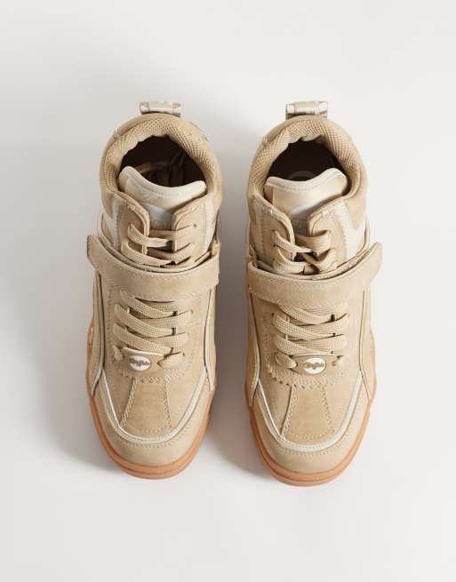 Buffalo Stella high-top wedge trainers in cream, 3 of 5