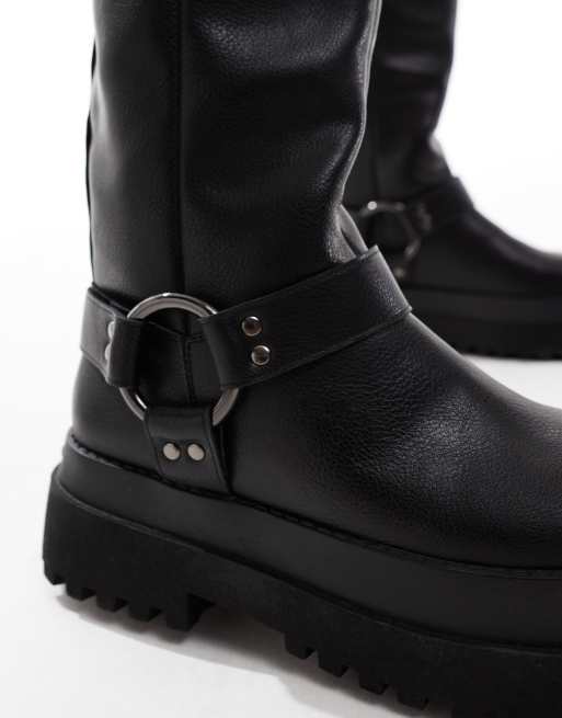 Buffalo tall biker boot in black
