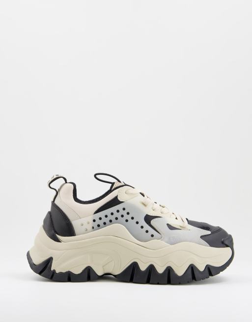 Buffalo Trail One chunky sneakers in cream and black mix