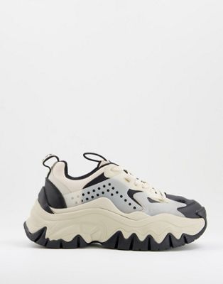 Buffalo Trail One chunky trainers in cream and black mix