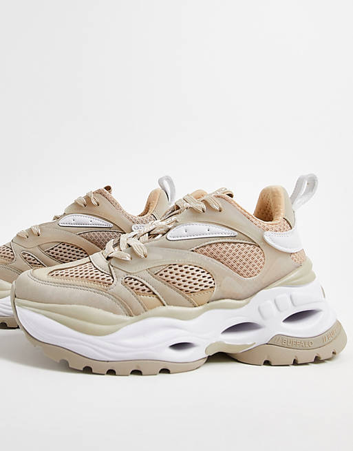 Women Trainers/Buffalo Triplet M chunky trainers in beige and white mix 