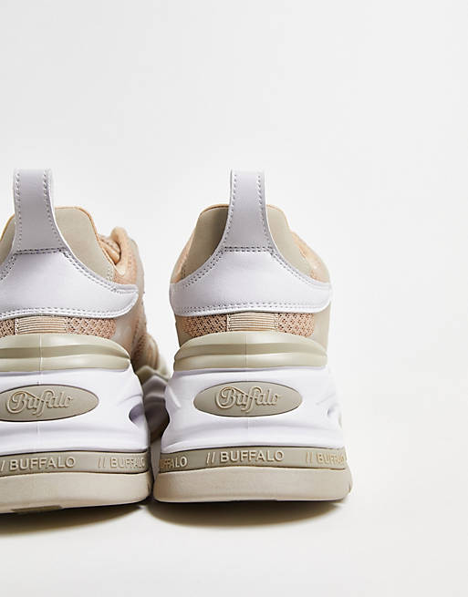 Women Trainers/Buffalo Triplet M chunky trainers in beige and white mix 