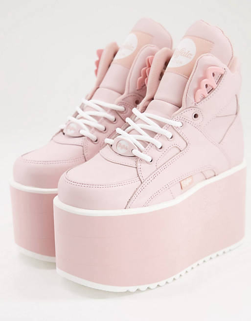 Buffalo ultra chunky flatform trainers in baby pink | ASOS