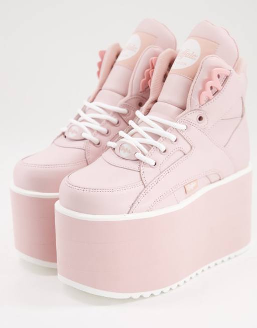 Buffalo ultra chunky flatform trainers in baby pink | ASOS