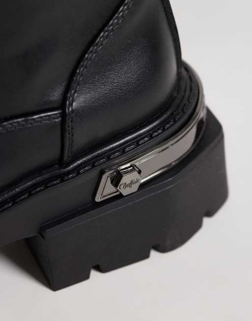 Buffalo Vanta pull-on high boots in black, 2 of 4
