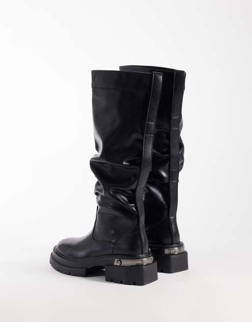 Buffalo Vanta pull-on high boots in black, 3 of 4