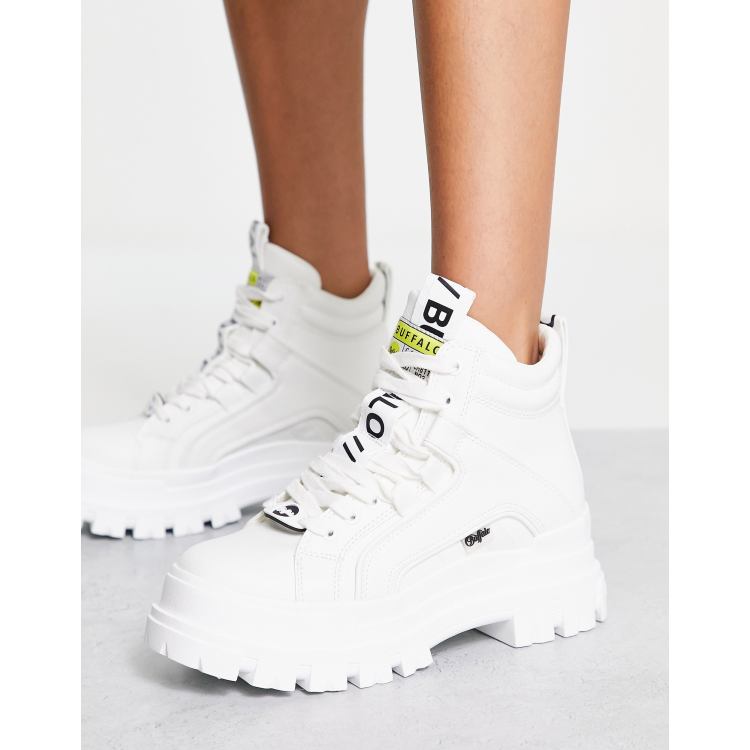 Buffalo Vegan Aspha flat ankle in white | ASOS