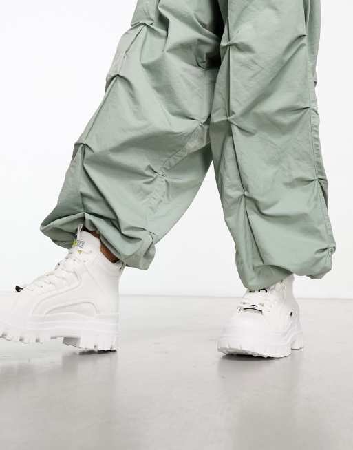 Buffalo Vegan Aspha flat ankle boots in white | ASOS