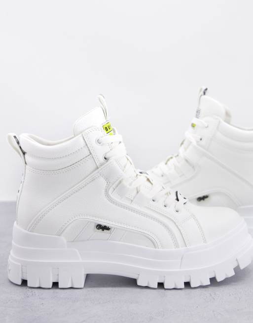 Buffalo vegan aspha mid chunky boots in white | ASOS