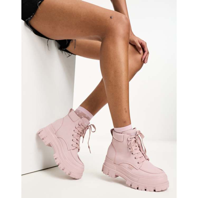 Buffalo vegan chunky boots in pink