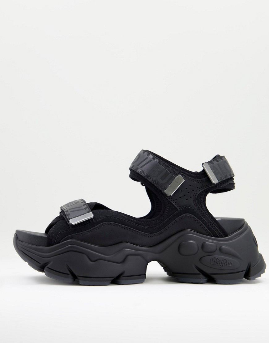 Buffalo vegan chunky sandals in black