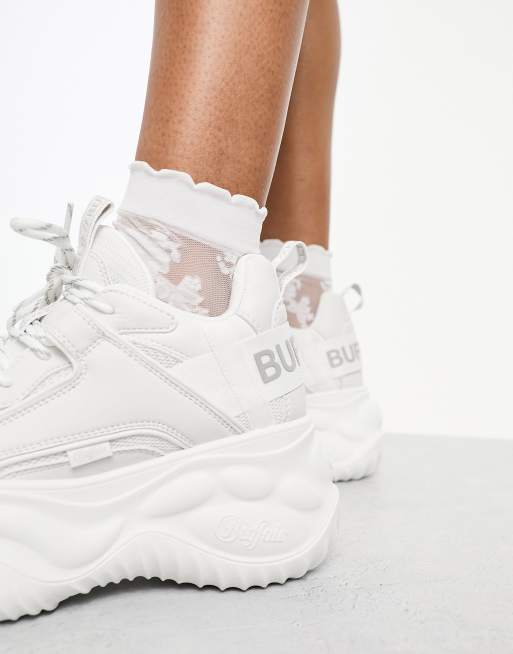 White chunky best sale platform trainers