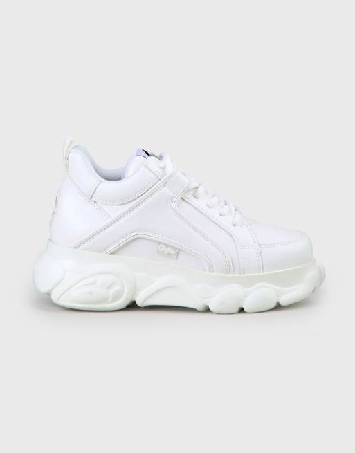 Buffalo white leather chunky best sale platform trainers