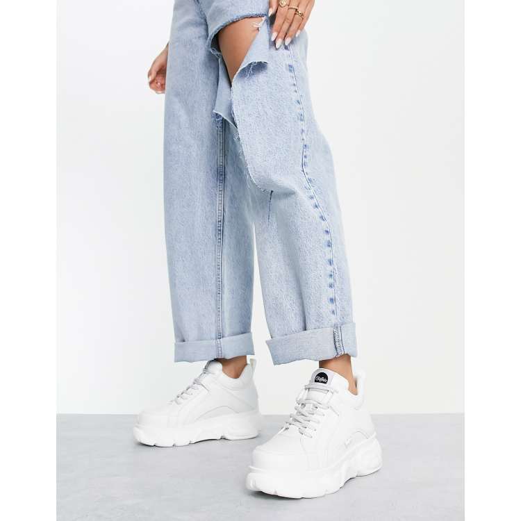 Buffalo white chunky platform trainers hot sale