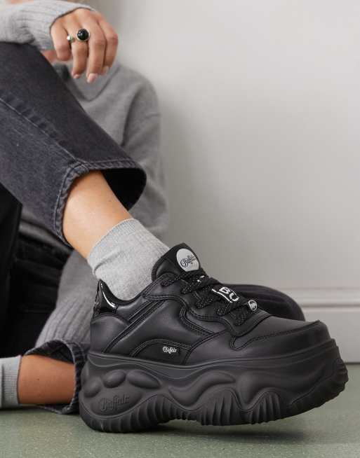 Buffalo vegan feral one platform sneakers in black | ASOS